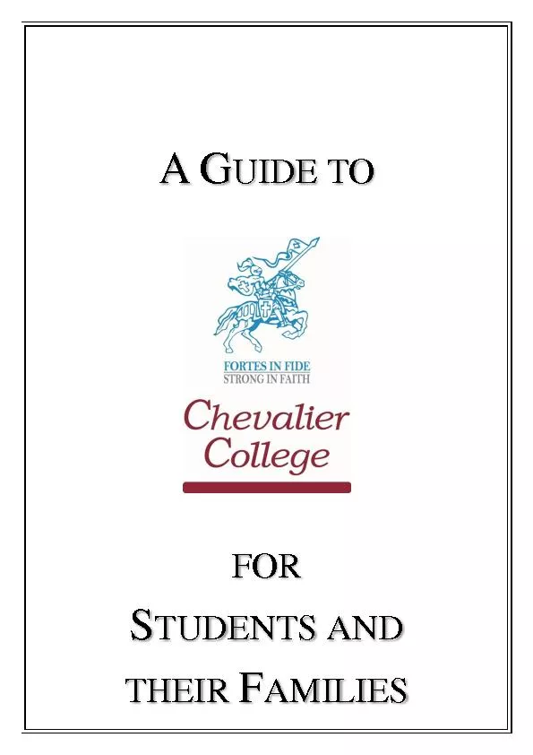 A Guide to Chevalier College for New Students’ and their 
...