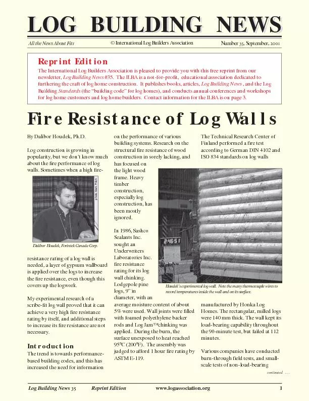 1Log Building News               Reprint Editionwww.logassociation.o
