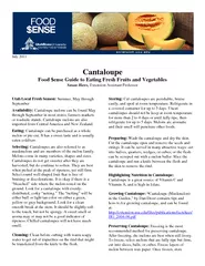 July  Cantaloupe Food ense Guide to Eating Fresh Fruits and Vegetables Susan Ha