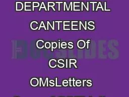 Section  DEPARTMENTAL CANTEENS Copies Of CSIR OMsLetters  Copy of CSIR letter