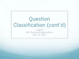 Question Classification (cont’d)