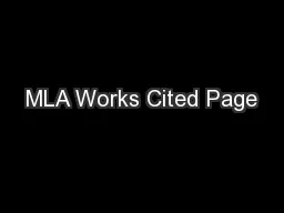 MLA Works Cited Page