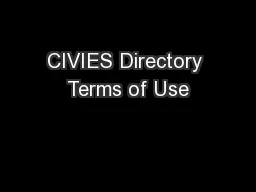 CIVIES Directory Terms of Use