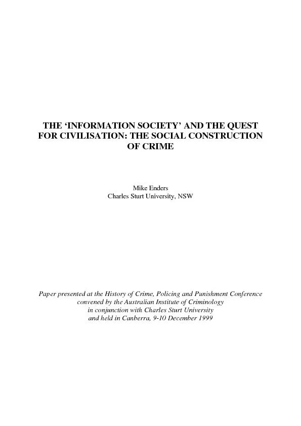 THE ‘INFORMATION SOCIETY’ AND THE QUESTFOR CIVILISATION: THE