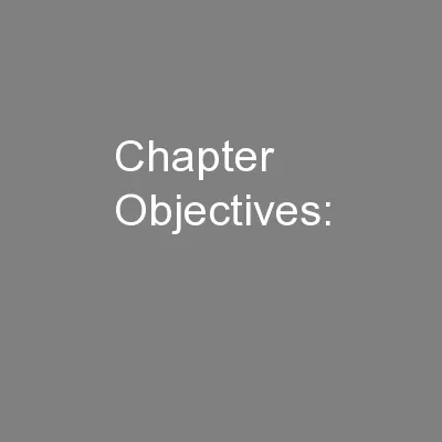 Chapter Objectives: