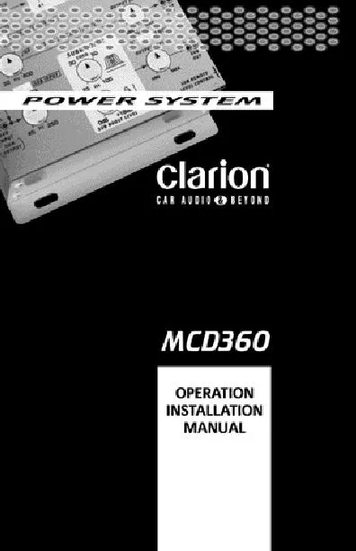 INTRODUCTIONThe Clarion MCD360 is a full-featured Three-Way Crossover.
