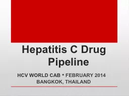 Hepatitis C Drug 		 	   Pipeline