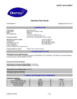 MATERIAL SAFETY DATA SHEET CAREFREE Floor FinishSealer HMIS NFPA Personal prote