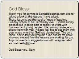 Thank you for coming to Samsbiblestories.com and for  takin
