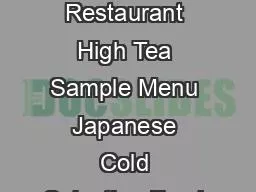 Carousel Restaurant High Tea Sample Menu Japanese Cold Selection Fresh