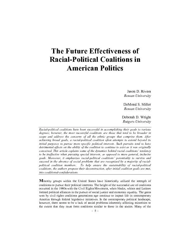 Rivera, Miller, and Wright of Racial-Political Coalitions in American
