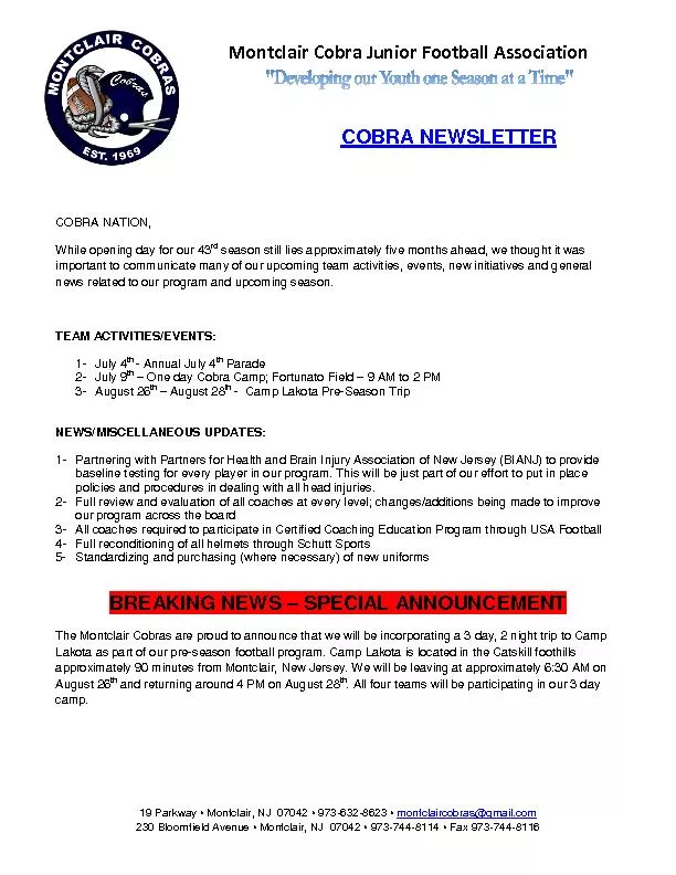 Montclair Cobra Junior Football Association