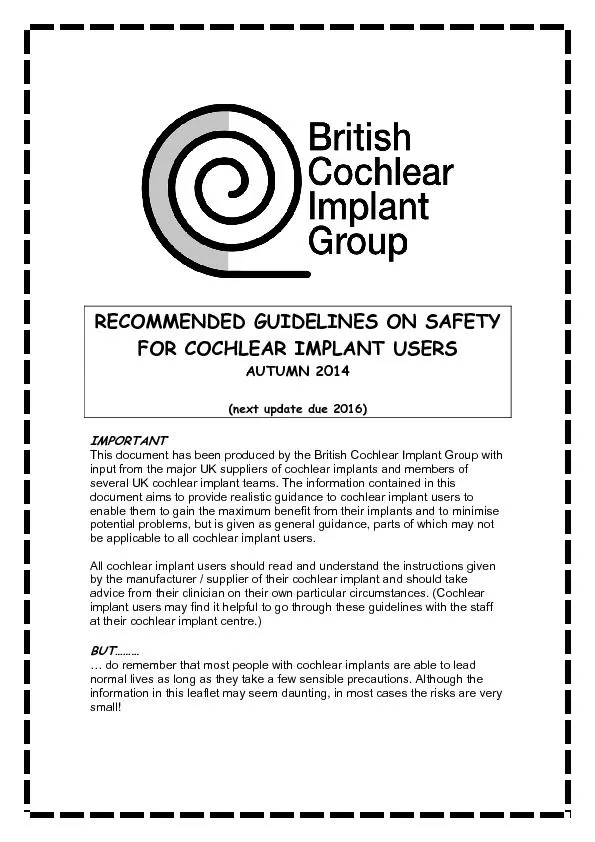 RECOMMENDED GUIDELINES ON SAFETY