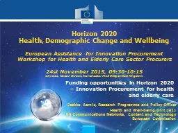 Funding opportunities in Horizon 2020 – Innovation Procur