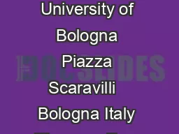 Maria Bigoni Department of Economics University of Bologna Piazza Scaravilli   Bologna