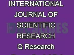 IJSR  INTERNATIONAL JOURNAL OF SCIENTIFIC RESEARCH Q Research Paper Social Sci