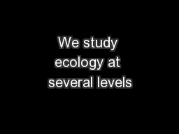 We study ecology at several levels