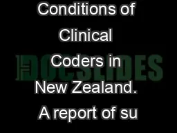 Wages and Conditions of Clinical Coders in New Zealand. A report of su