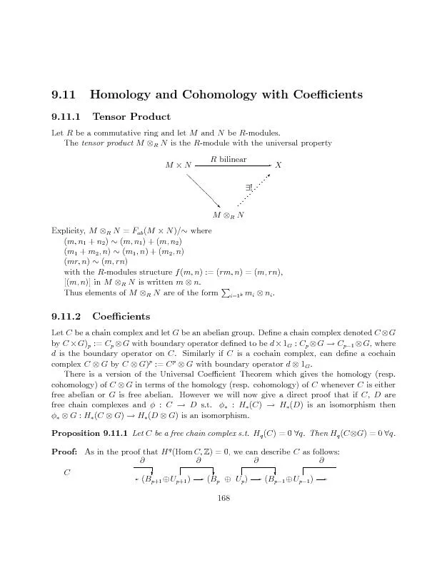 9.11HomologyandCohomologywithCoecients9.11.1TensorProductLetRbeacommu