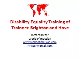 Disability Equality Training of Trainers: Brighton and Hove