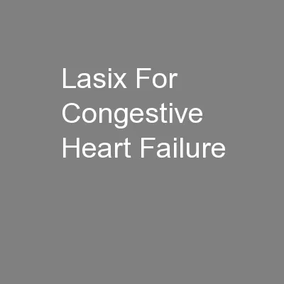 Lasix For Congestive Heart Failure