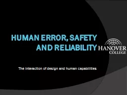 Human Error, Safety and Reliability