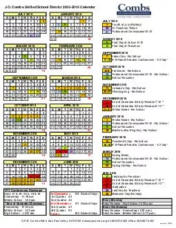 J.O. Combs Unified School District 2015-2016 Calendar