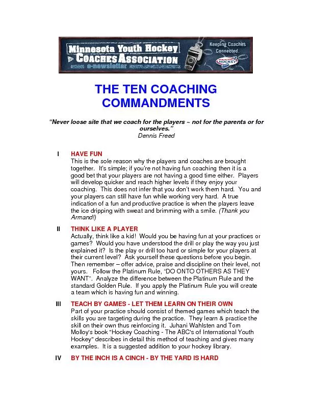 THE TEN COACHING COMMANDMENTS