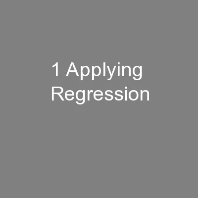 1 Applying Regression