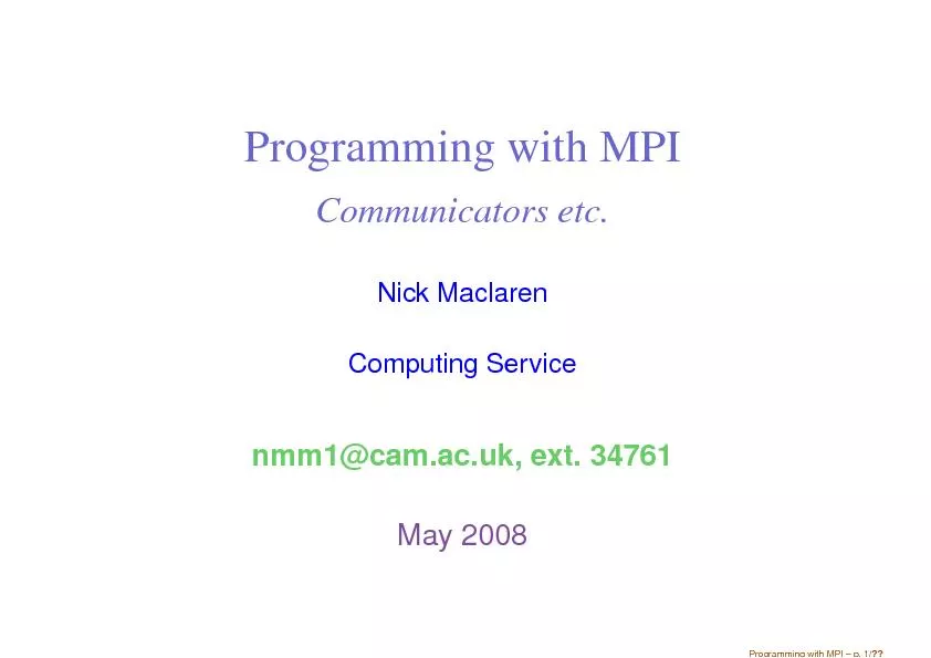 ProgrammingwithMPICommunicatorsetc.