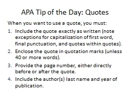 APA Tip of the Day: Quotes