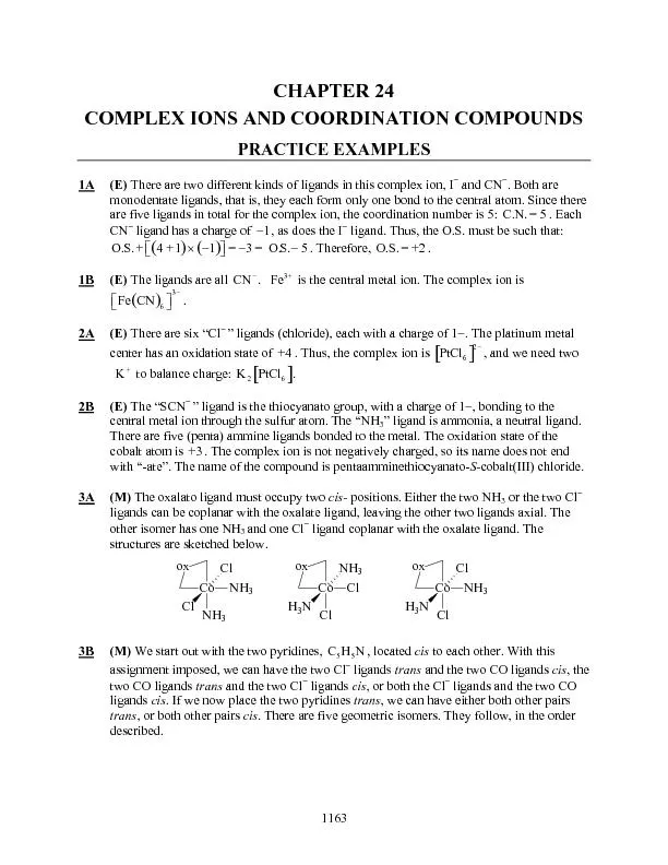 COMPLEX IONS AND COORDINATION COMPOUNDS