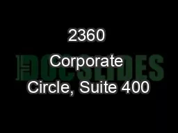 2360 Corporate Circle, Suite 400