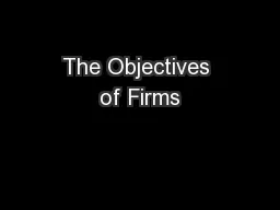 The Objectives of Firms