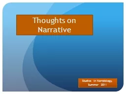 Studies in Narratology, Summer 2011