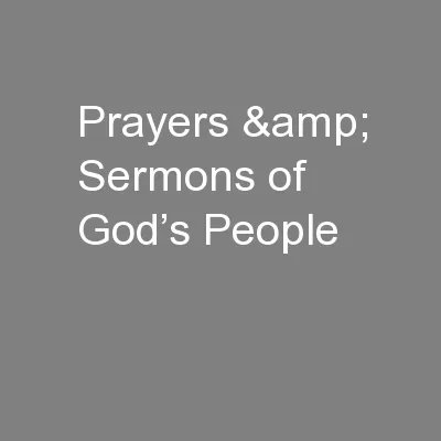 Prayers & Sermons of God’s People