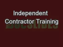 Independent Contractor Training