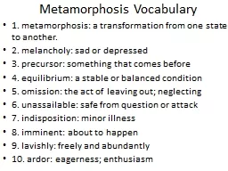Metamorphosis Vocabulary