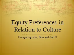 Equity Preferences in Relation to Culture