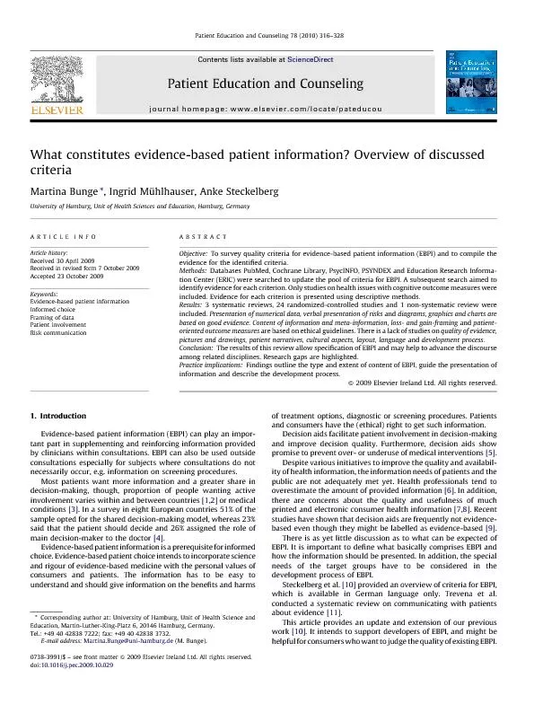 Whatconstitutesevidence-basedpatientinformation?OverviewofdiscussedMar