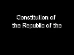 Constitution of the Republic of the