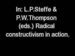 In: L.P.Steffe & P.W.Thompson (eds.) Radical constructivism in action.