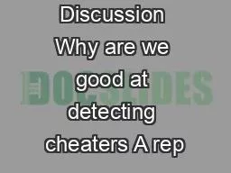 Discussion Why are we good at detecting cheaters A rep