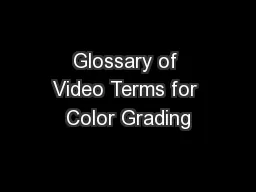 Glossary of Video Terms for Color Grading