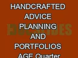 HANDCRAFTED ADVICE PLANNING AND PORTFOLIOS AGE Quarter