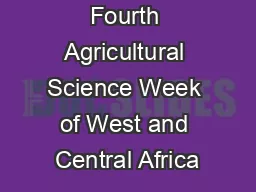 Fourth Agricultural Science Week of West and Central Africa