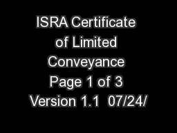 ISRA Certificate of Limited Conveyance Page 1 of 3 Version 1.1  07/24/