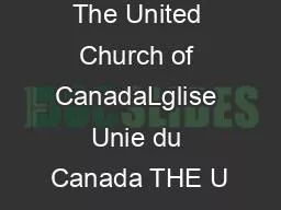 The United Church of CanadaLglise Unie du Canada THE U