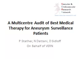 A Multicentre Audit of Best Medical Therapy for Aneurysm Su