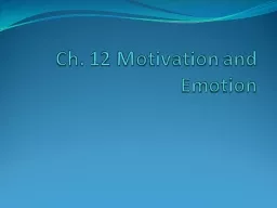 Ch. 12 Motivation and Emotion